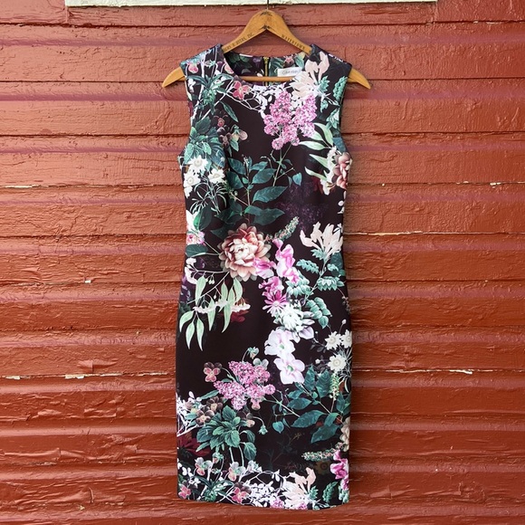 Calvin Klein Dresses & Skirts - NWOT Calvin Klein Floral Print Scuba Crepe Sleeveless Sheath Dress Womens Size 2